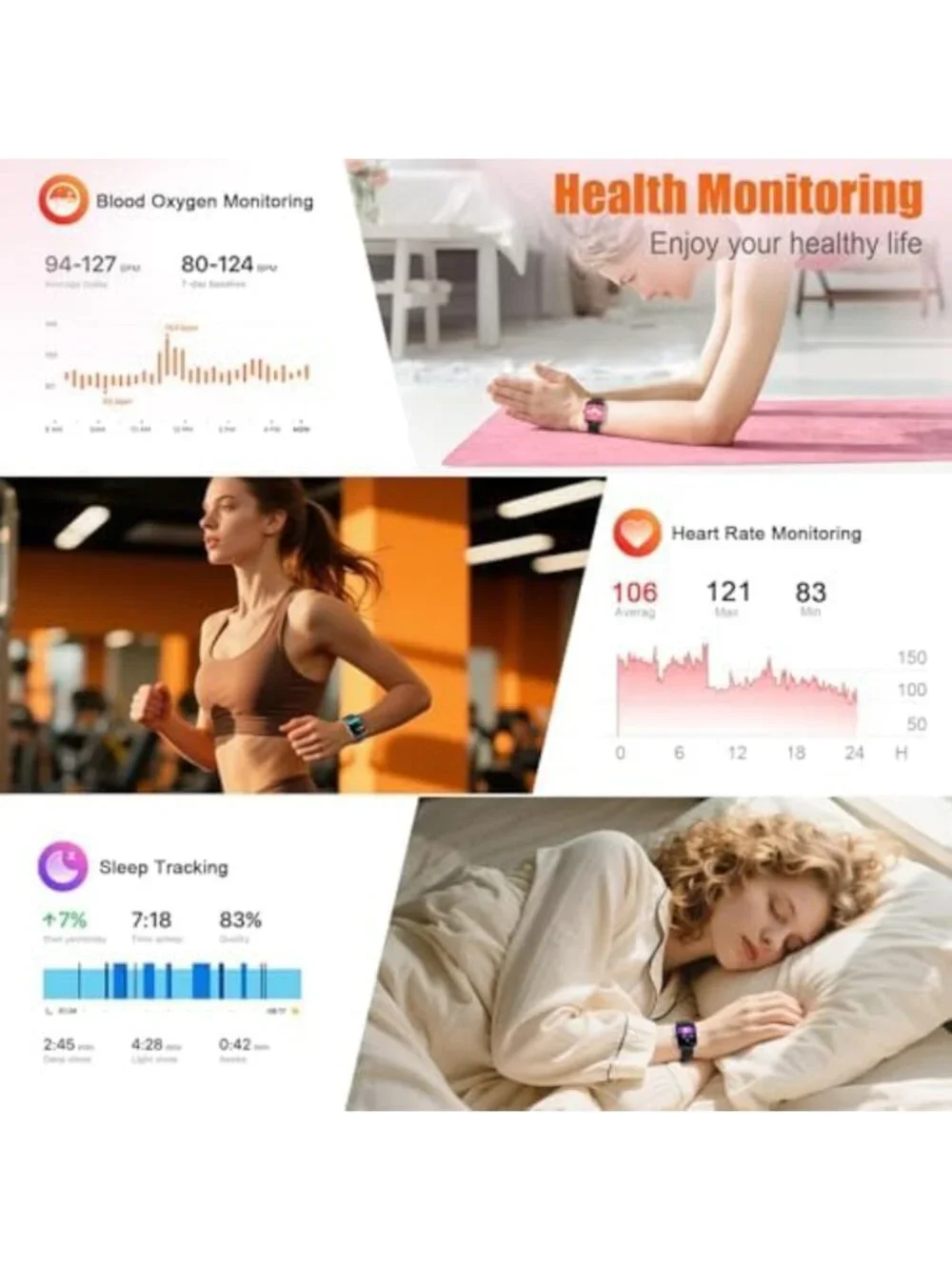 HD Touchscreen Smart Watch for Fitness, Calls, Heart Rate Monitor, IP68